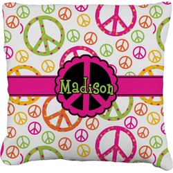 Peace Sign Faux-Linen Throw Pillow 20" (Personalized)