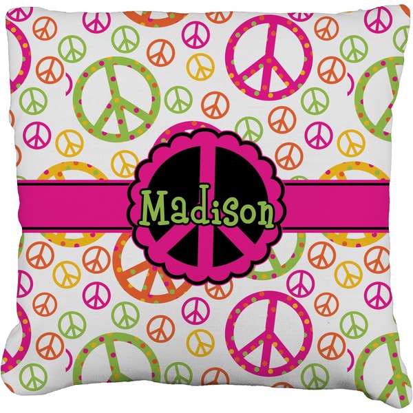 Custom Peace Sign Faux-Linen Throw Pillow 26" (Personalized)