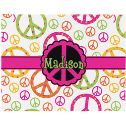 Peace Sign Woven Fabric Placemat - Twill w/ Name or Text
