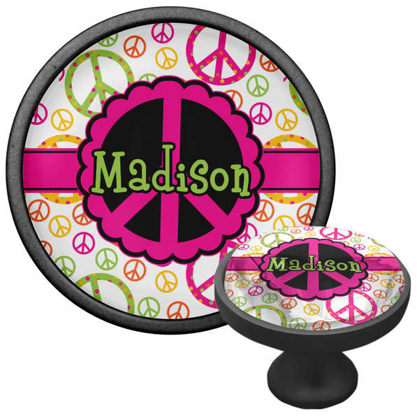 Peace Sign Cabinet Knob - Black - Multi Angle