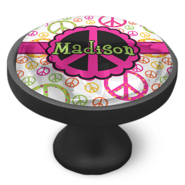 Peace Sign Cabinet Knob - Black - Side