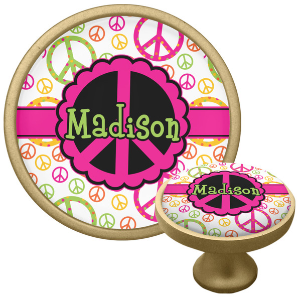 Custom Peace Sign Cabinet Knob - Gold (Personalized)