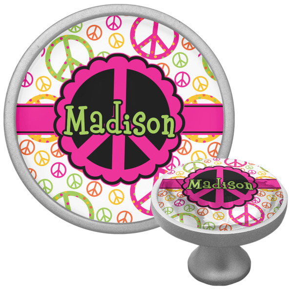 Custom Peace Sign Cabinet Knob (Silver) (Personalized)
