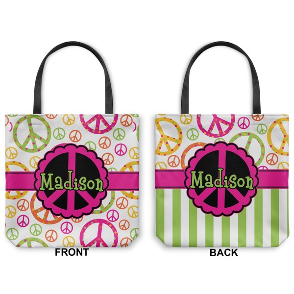 Peace Sign Canvas Tote - Front and Back