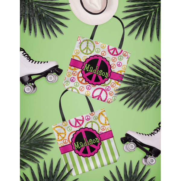 Peace Sign Canvas Tote Lifestyle Front and Back