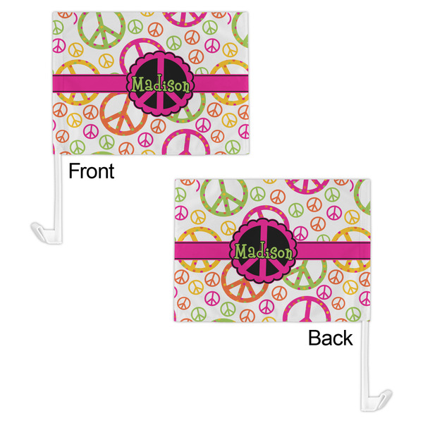 Peace Sign Car Flag - 11" x 8" - Front & Back View