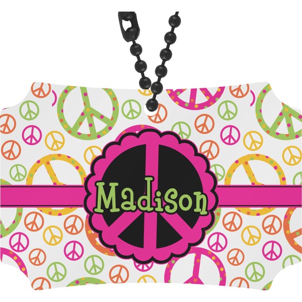 Custom Peace Sign Rear View Mirror Ornament (Personalized)