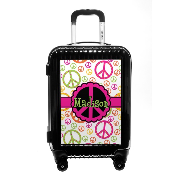 Custom Peace Sign Carry On Hard Shell Suitcase (Personalized)