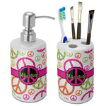 Peace Sign Ceramic Bathroom Accessories Set (Personalized)
