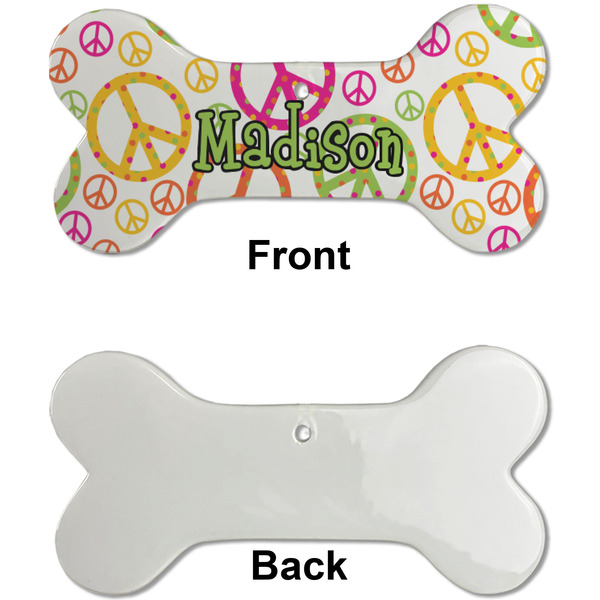 Peace Sign Ceramic Flat Ornament - Bone Front & Back Single Print (APPROVAL)