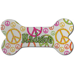 Peace Sign Ceramic Dog Ornament - Front w/ Name or Text