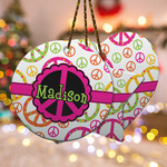 Peace Sign Ceramic Ornament w/ Name or Text
