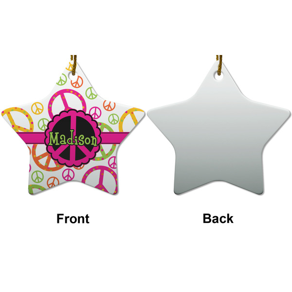 Peace Sign Ceramic Flat Ornament - Star Front & Back (APPROVAL)