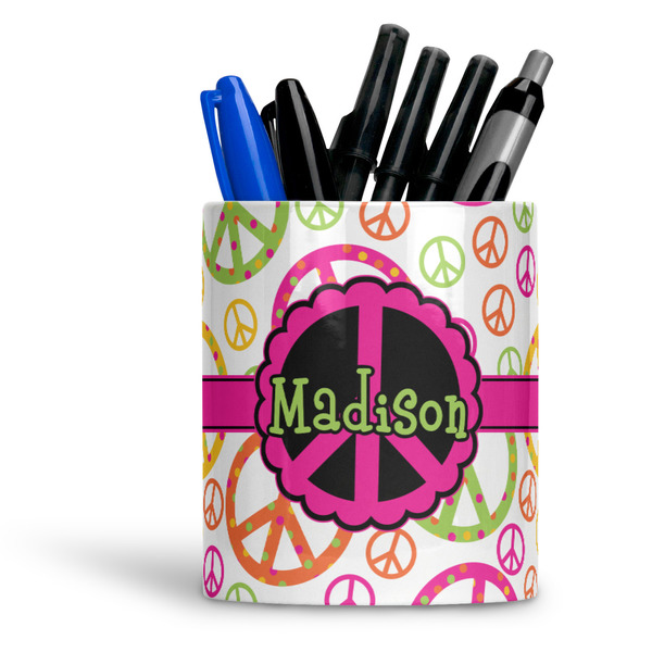 Custom Peace Sign Ceramic Pen Holder