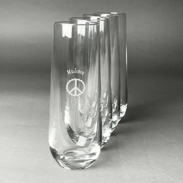 Peace Sign Champagne Flute - Set of 4 - Front/Main