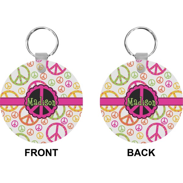 Peace Sign Circle Keychain (Front + Back)
