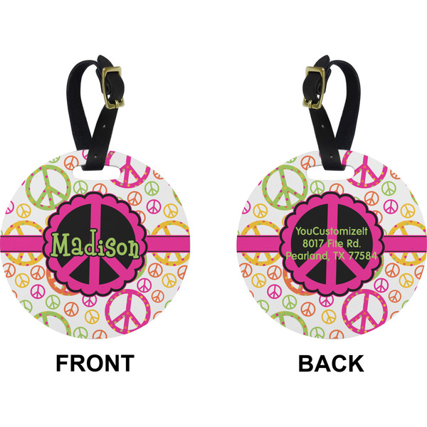 Peace Sign Circle Luggage Tag (Front + Back)