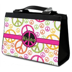 Peace Sign Classic Tote Purse w/ Leather Trim w/ Name or Text