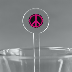 Peace Sign 7" Round Plastic Stir Sticks - Clear