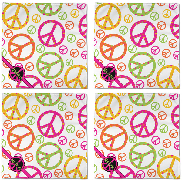 Peace Sign Cloth Napkins - Personalized Dinner (APPROVAL) Set of 4