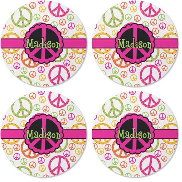Peace Sign Coaster Round Rubber Back - Apvl