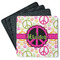 Peace Sign Square Rubber Backed Coasters - Set of 4 (Personalized)