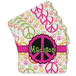 Peace Sign Cork Coaster - Set of 4 w/ Name or Text