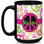 Peace Sign 15 Oz Coffee Mug - Black (Personalized)