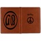 Peace Sign Cognac Leather Passport Holder Outside Double Sided - Apvl