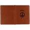 Peace Sign Cognac Leather Passport Holder Outside Single Sided - Apvl