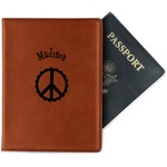 Peace Sign Passport Holder - Faux Leather - Double Sided (Personalized)