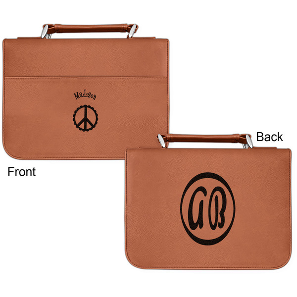 Peace Sign Cognac Leatherette Bible Covers - Small Double Sided Apvl