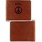 Peace Sign Cognac Leatherette Bifold Wallets - Front and Back Single Sided - Apvl