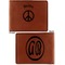 Peace Sign Cognac Leatherette Bifold Wallets - Front and Back