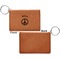 Peace Sign Cognac Leatherette Keychain ID Holders - Front Apvl