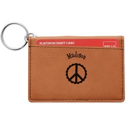 Peace Sign Leatherette Keychain ID Holder - Double Sided (Personalized)