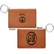 Peace Sign Cognac Leatherette Keychain ID Holders - Front and Back Apvl
