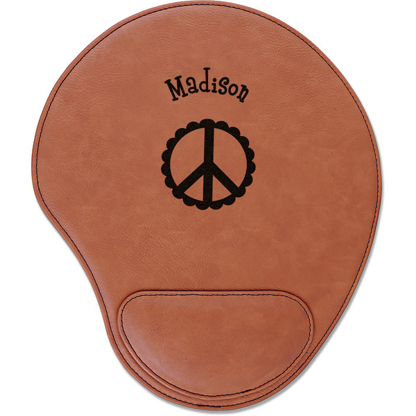 Custom Peace Sign Leatherette Mouse Pad with Wrist Support (Personalized)