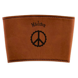 Peace Sign Leatherette Cup Sleeve (Personalized)