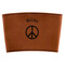 Peace Sign Cognac Leatherette Mug Sleeve - Flat