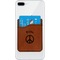 Peace Sign Cognac Leatherette Phone Wallet on iphone 8