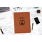 Peace Sign Cognac Leatherette Portfolios - Lifestyle Image