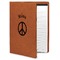 Peace Sign Cognac Leatherette Portfolios with Notepad - Large - Main