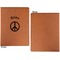 Peace Sign Cognac Leatherette Portfolios with Notepad - Large - Single Sided - Apvl