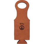 Peace Sign Leatherette Wine Tote - Double Sided (Personalized)