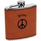 Peace Sign Cognac Leatherette Wrapped Stainless Steel Flask