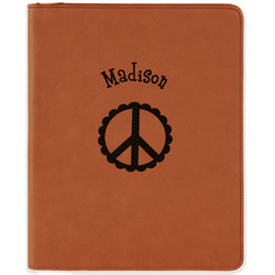 Peace Sign Leatherette Zipper Portfolio with Notepad (Personalized)