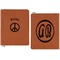 Peace Sign Cognac Leatherette Zipper Portfolios with Notepad - Double Sided - Apvl
