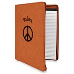Peace Sign Leatherette Zipper Portfolio with Notepad - Double Sided (Personalized)