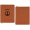 Peace Sign Cognac Leatherette Zipper Portfolios with Notepad - Single Sided - Apvl
